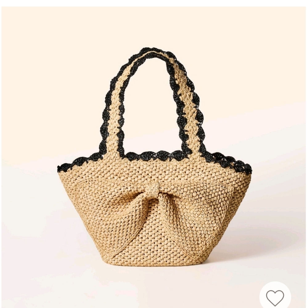 Kate Spade Target Raffia Bow Tote Bag Natural NWT woven straw